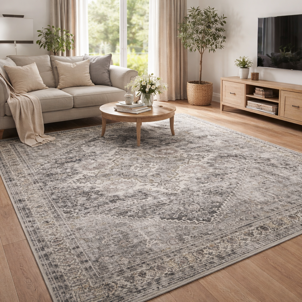 Washable Area Rug 5x7 – Soft Non-Slip Vintage Carpet